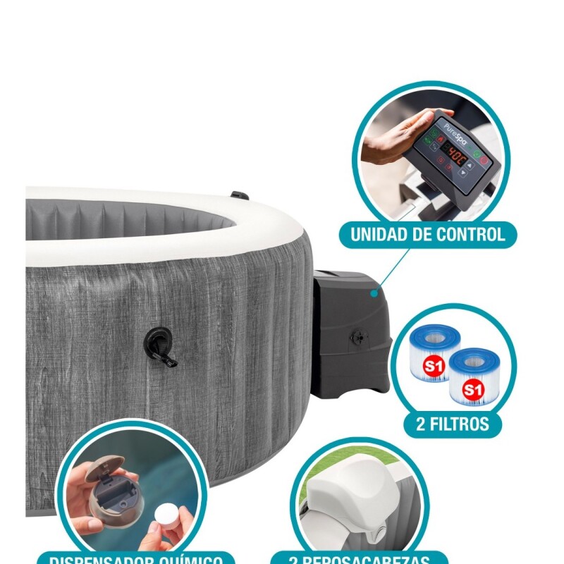 INTEX PURESPA GREYWOOD CAPACIDAD 6 PERSONAS Intex Purespa Greywood Capacidad 6 Personas