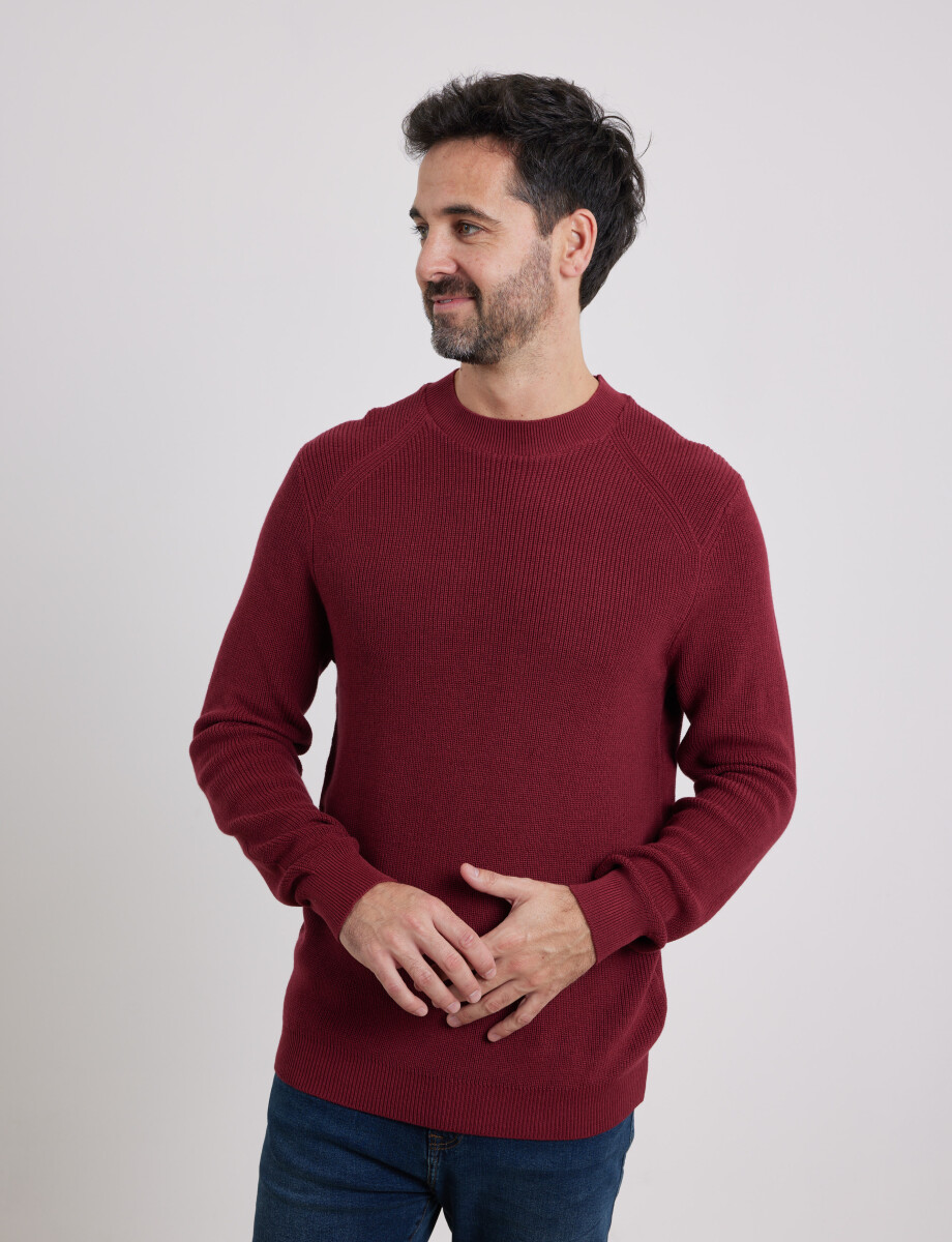 470657 SWEATER HARRINGTON LABEL Rojo Oscuro