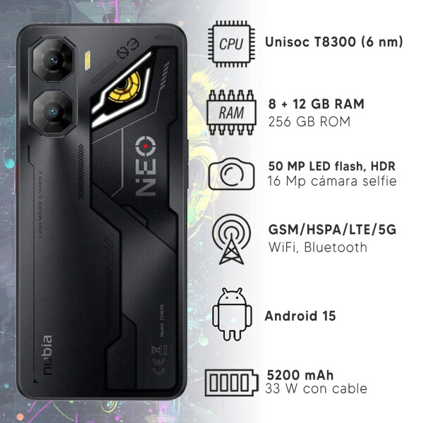 Zte Nubia Neo 3 5g Gamer 8gb + 12gb Ram 256gb NEGRO