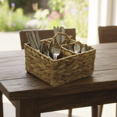 Canasto de Mimbre Cuadrado con Reparticiones Home Class 20 x 14 cm U