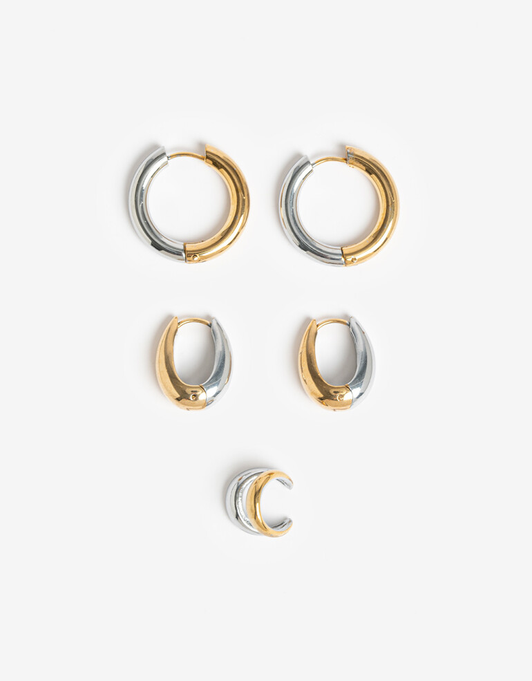 Aros Sets Metal Set De Aros De Acero - Combinacion Bicolor