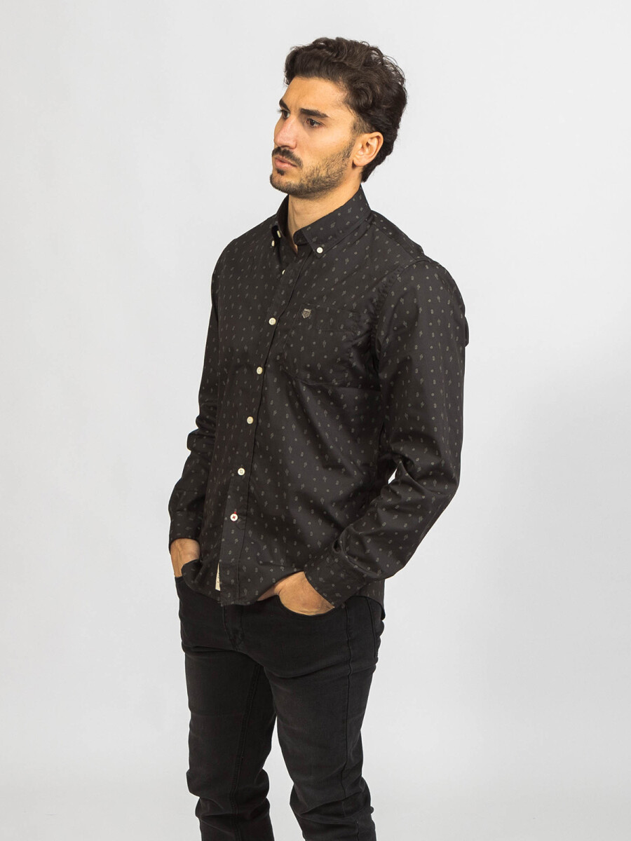 Camisa Print M/Larga - Black con Cactus 