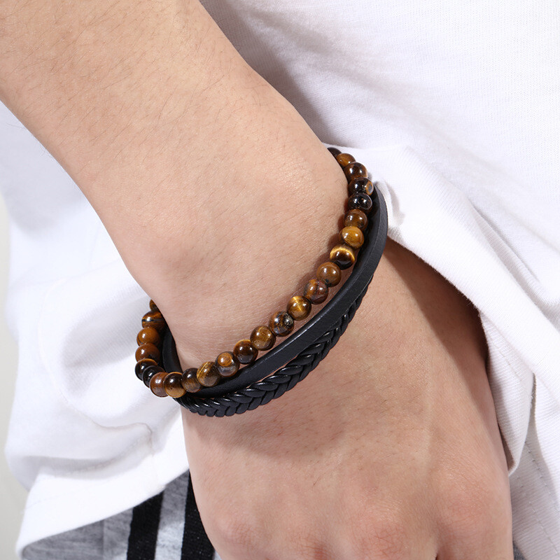 Pulsera de cuero negra Pulsera De Cuero Negra