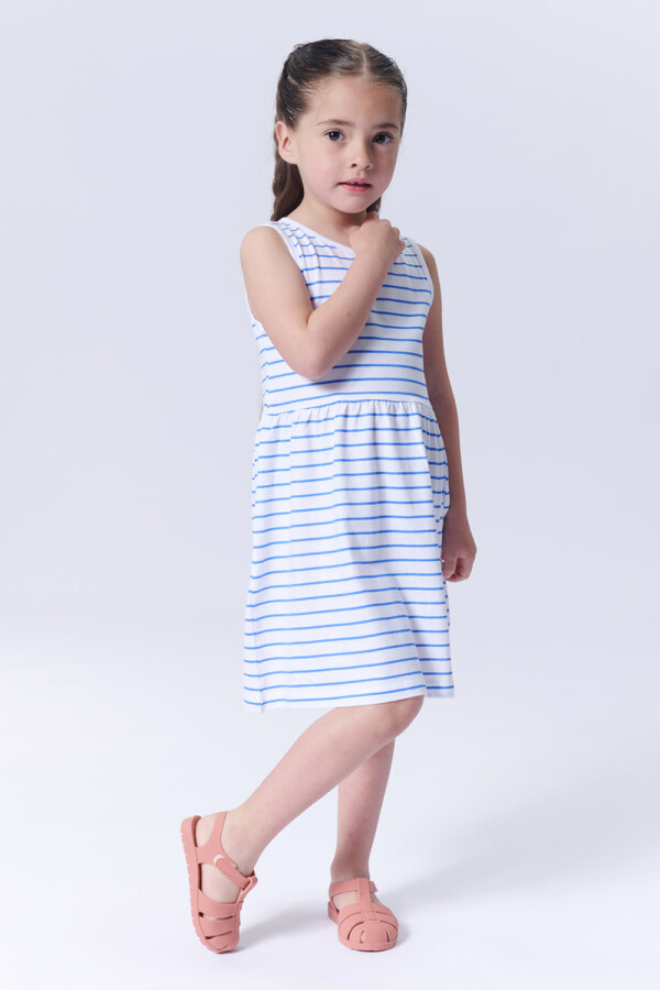 Vestido musculosa Rayado Azul