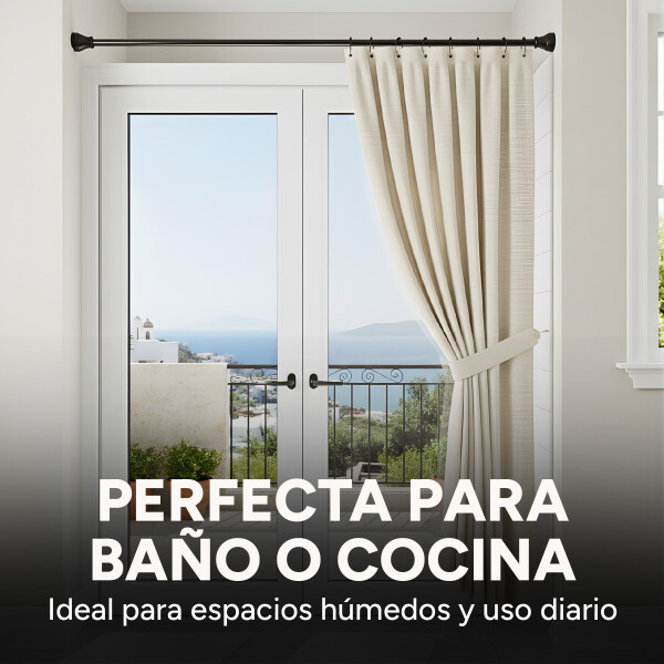 Barrote Extensible Para Cortina Metal 91-156cm Con Punteros Color Negro