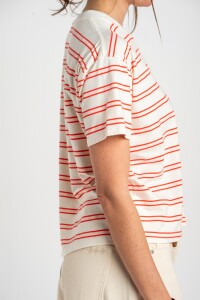 Remera Rayada Algodón Rojo