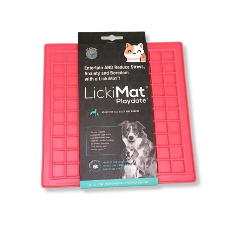 PLATO INTERACTIVO SILICONA PARA PERRO LICKI MAT PLAYDATE ROJO Plato Interactivo Silicona Para Perro Licki Mat Playdate Rojo