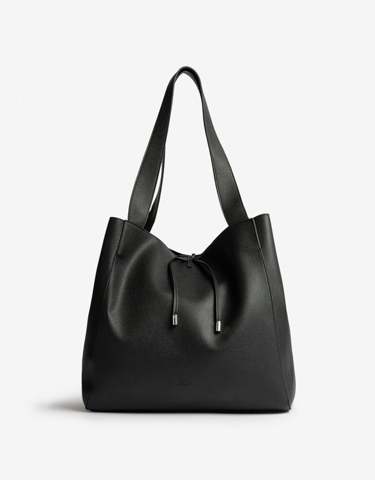 Shopper Basicos Shopper Con Bolso Negro - Negro