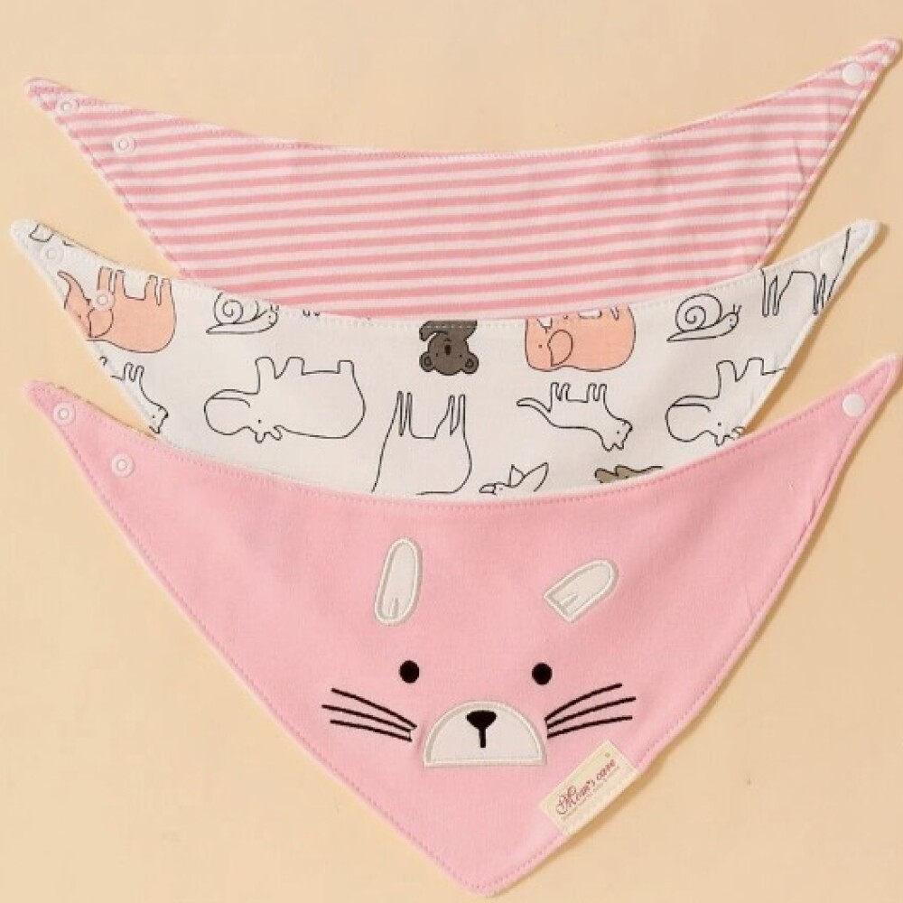 Set baberos bandana x3 raton rosa