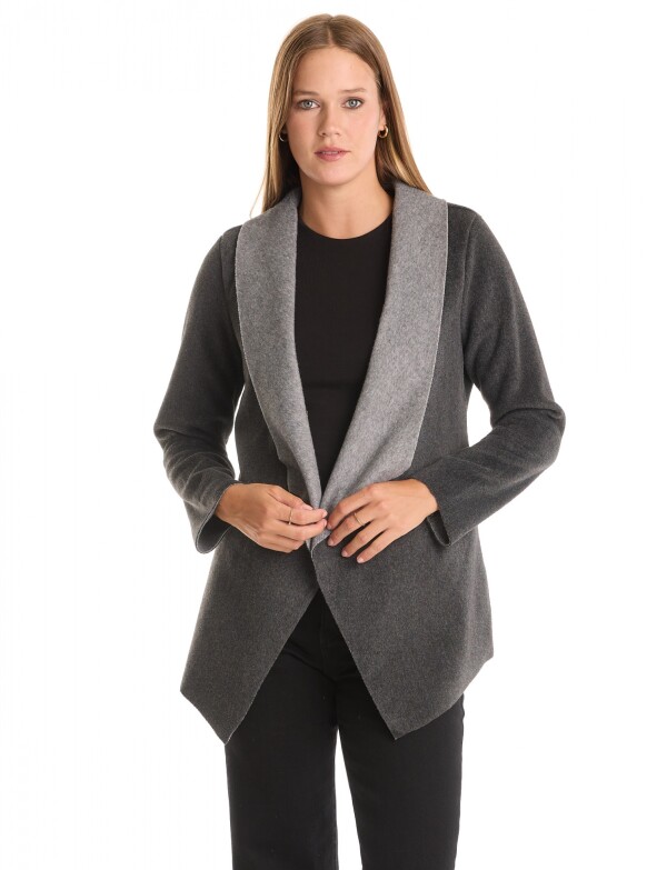 Cardigan Soft & Solapa Contraste GRIS OSCURO