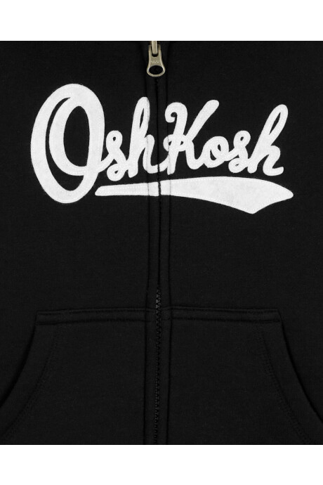 Campera de algodón, con capucha y logo, negra Sin color