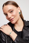 PULSERA DE CADENA BAÑADA EN PLATA DE LEY CON CRISTAL VERDE Pulsera