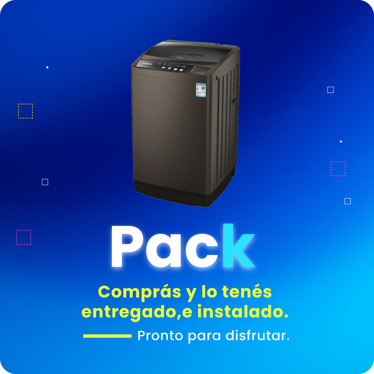 Pack Lavarropas Xion 7,5kg carga superior Marrón + Instalación 
