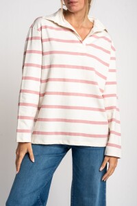 Sweater Cuello Polo Rosa