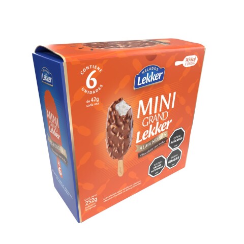 PACK x6 P. MINI GRAND LEKKER CREMA COB. CHOC. C/LECHE Y ALMENDRAS Pack X6 P. Mini Grand Lekker Crema Cob. Choc. C/leche Y Almendras