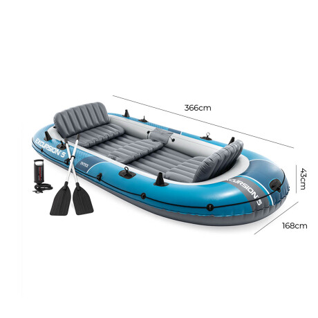 Bote Intex Gomón Inflable 5 Personas Remos Inflador 2
