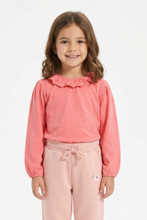 Remera con volado FUCSIA