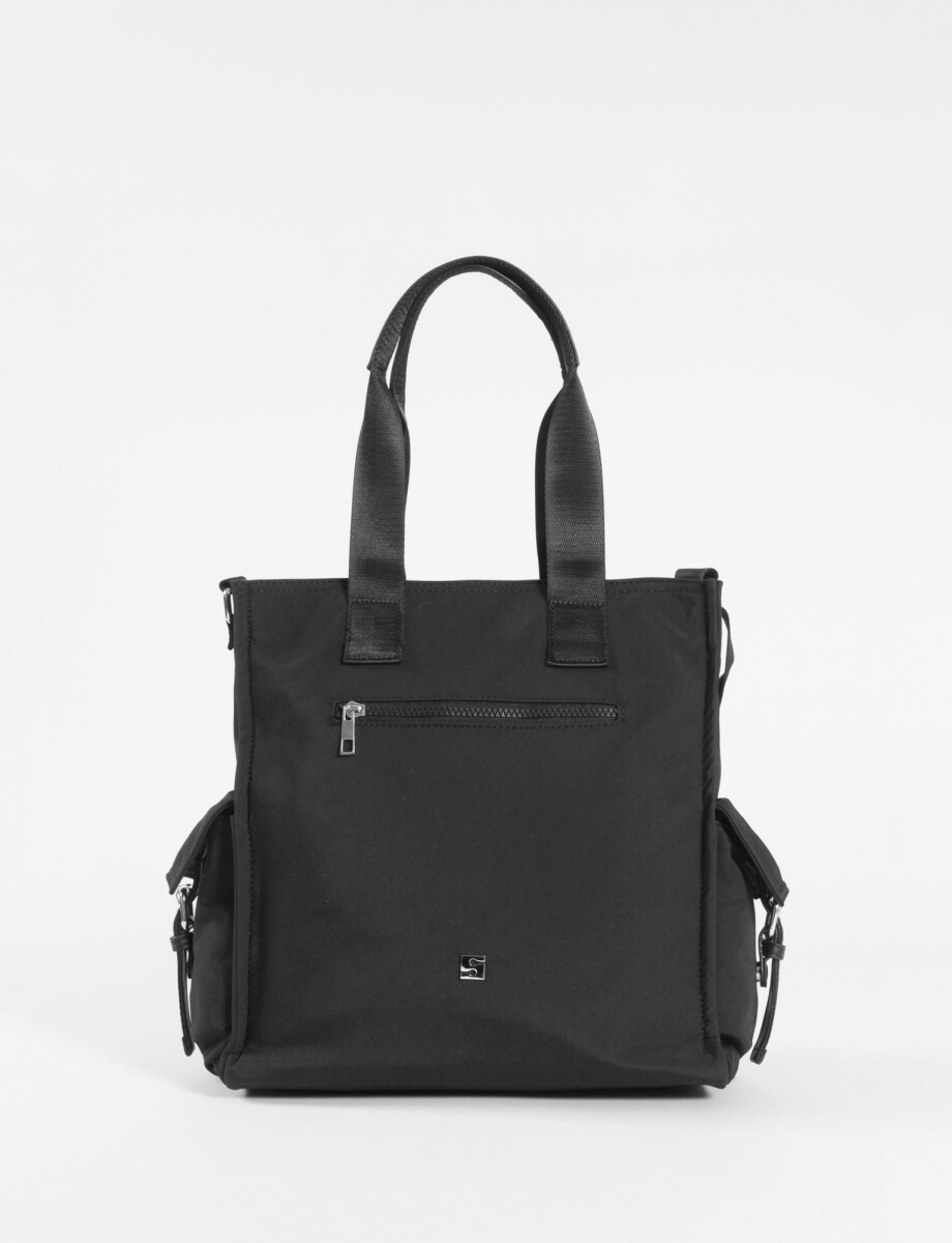 Bolso con dos bolsillos de tela - negro 