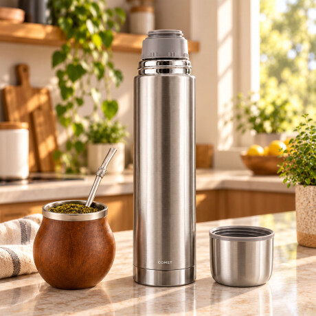 Termo Bala Acero Inoxidable 750Ml Mantiene Frío Calor Comet Plateado