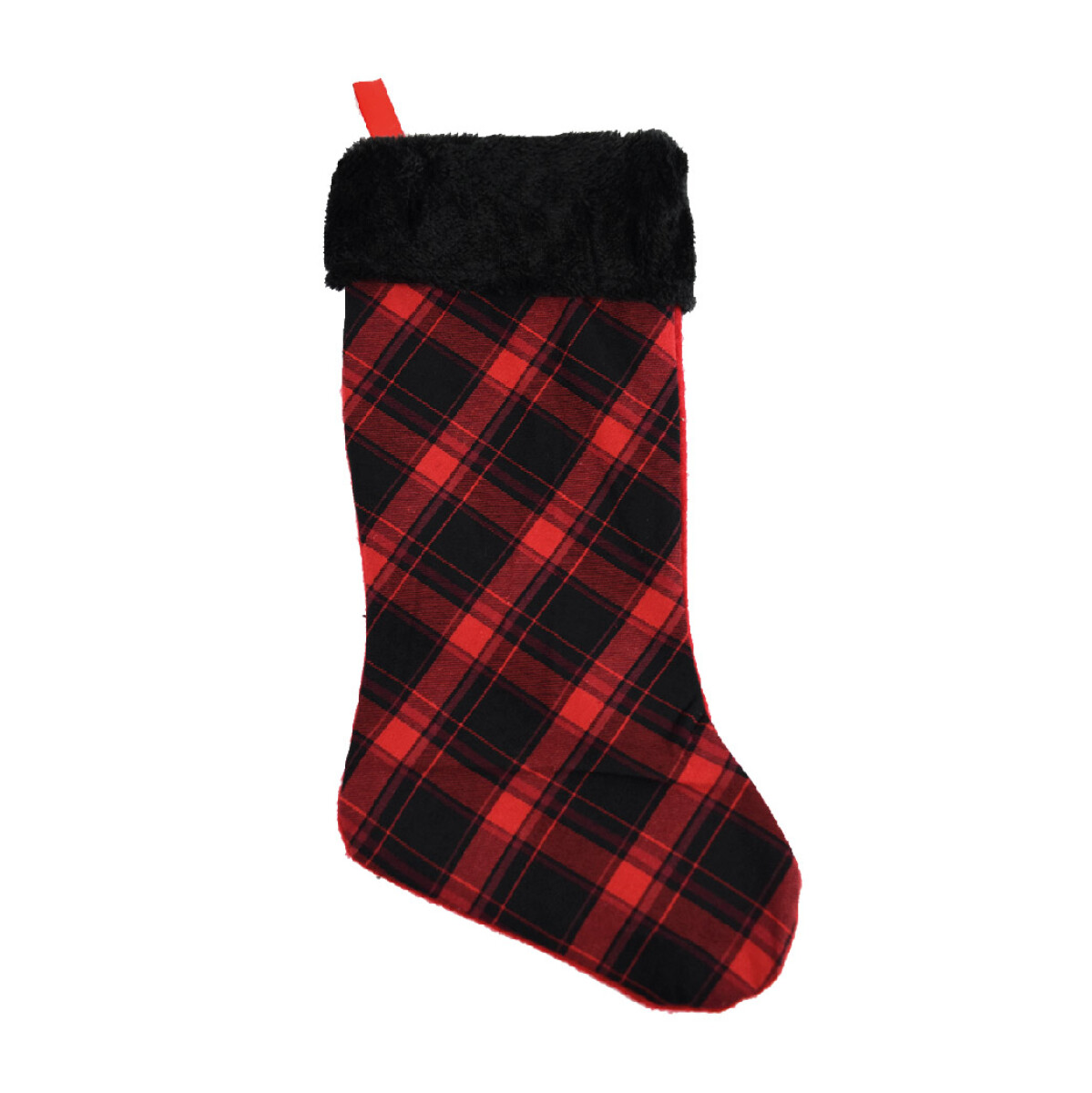 BOTA NAVIDEÑA ROJO CUADRILLE CON PIEL 