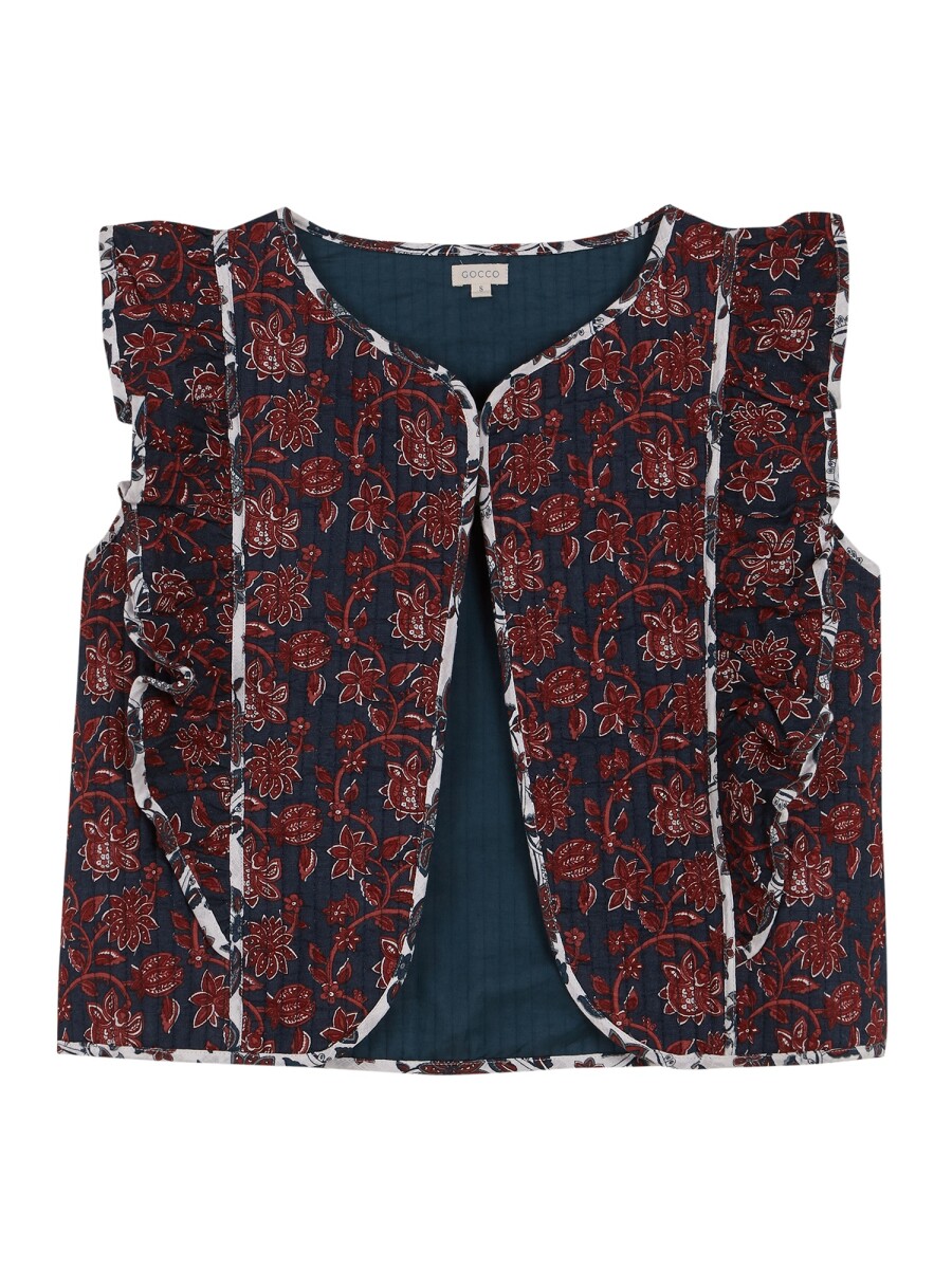 Chaleco Acolchado Con Volante Petroleo