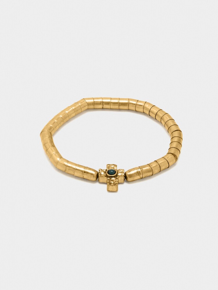 Pulsera Elástica Con Colgante De Cruz dorado