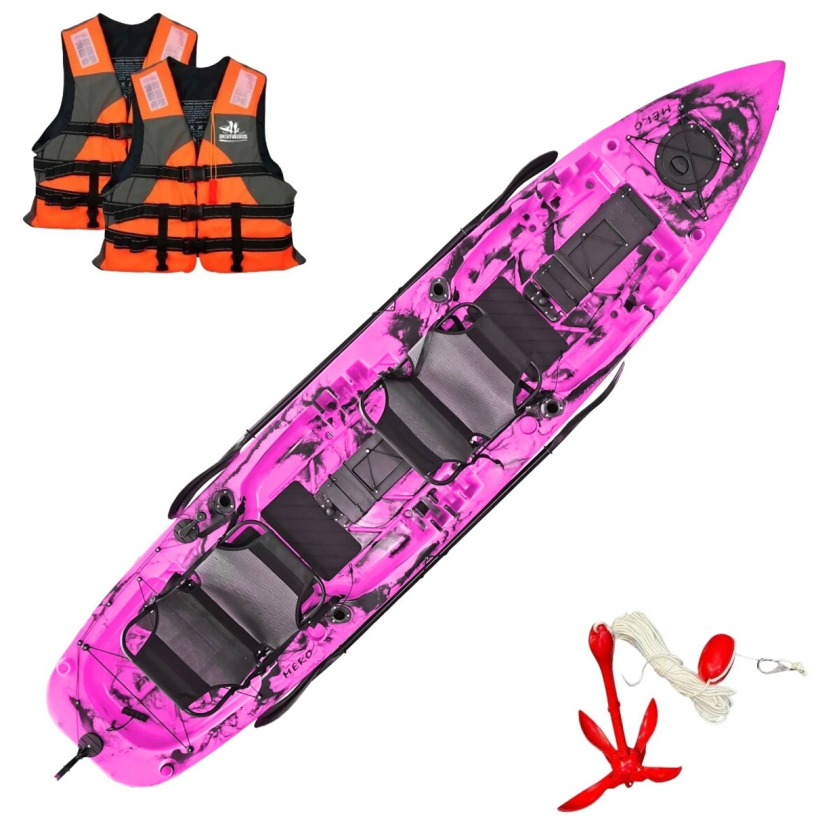 Kayak Caiaker Mero sin pedalera - Rosa neon 