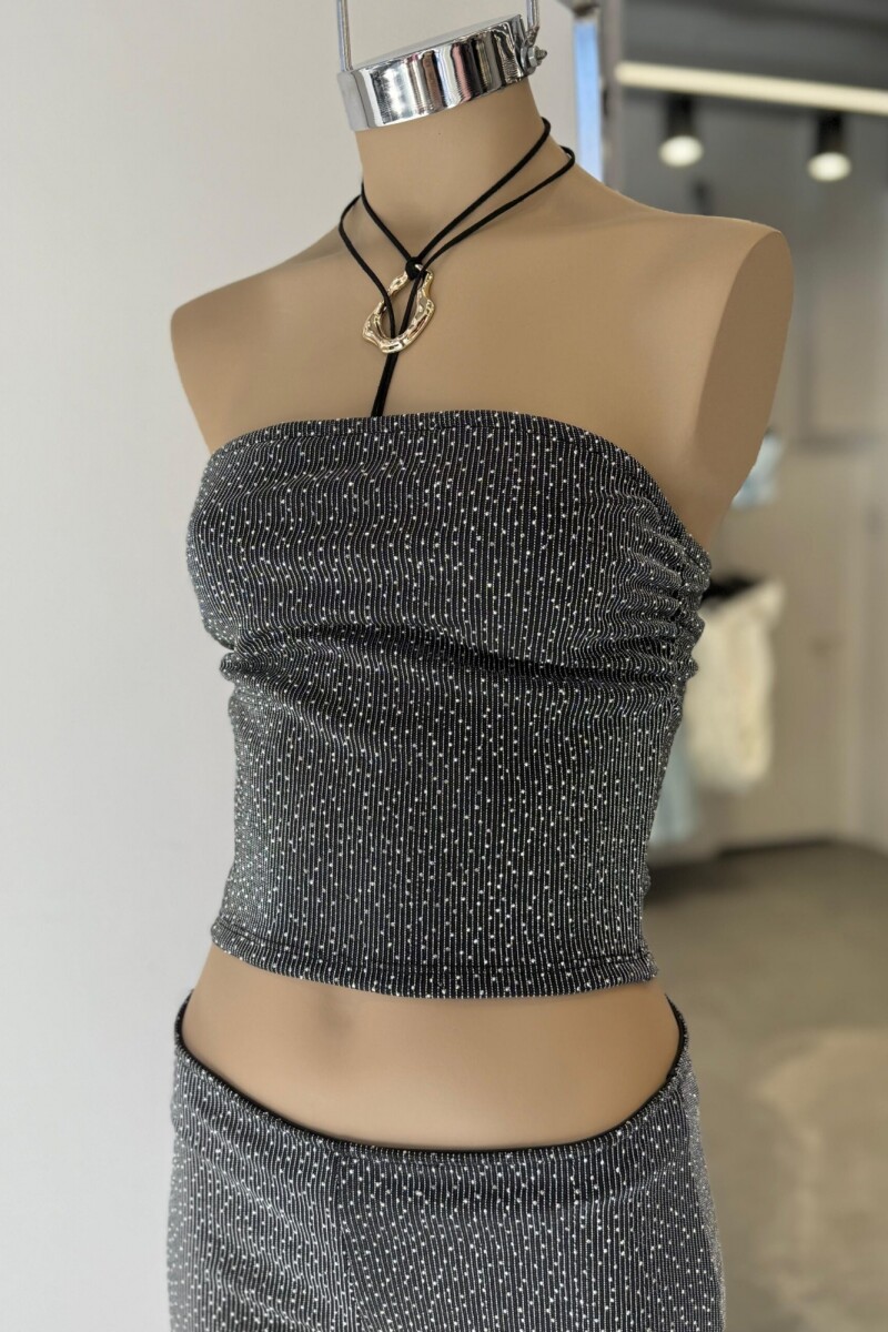 Strapless con brillos Blanco