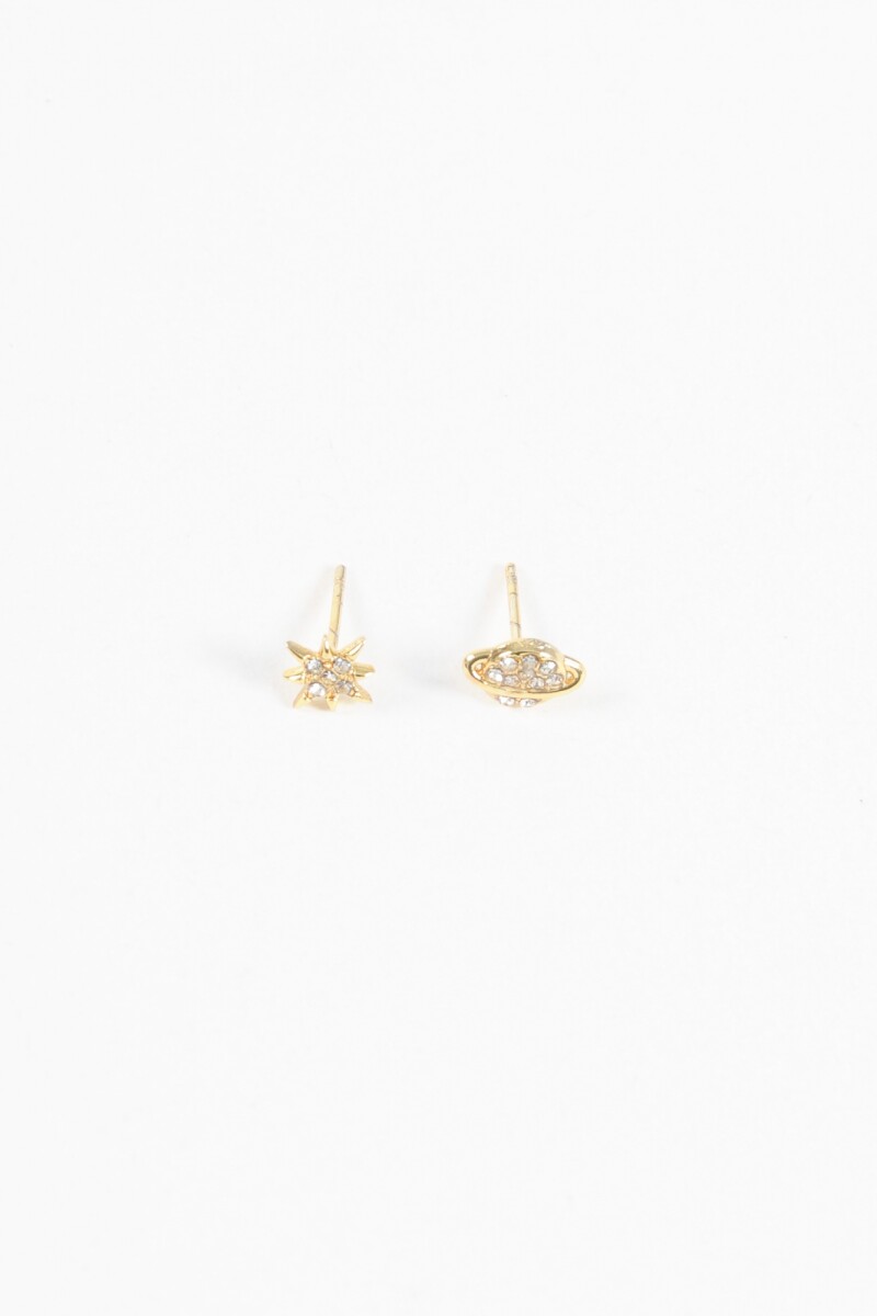 Caravanas acero pin con strass dorado