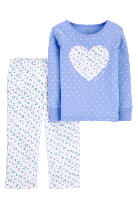 Pijama de 2 piezas de polar con estampado de corazón 0