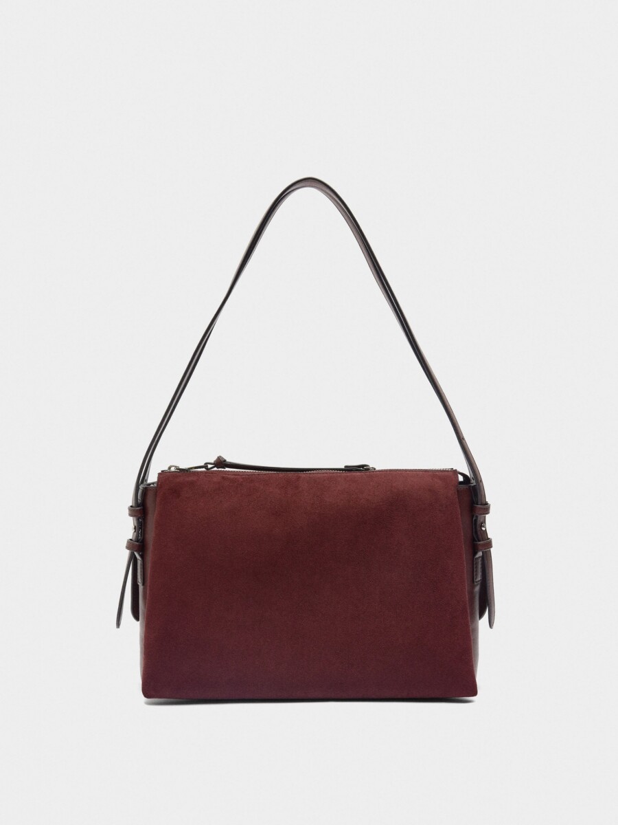 Bolso De Hombro Efecto Piel burdeos