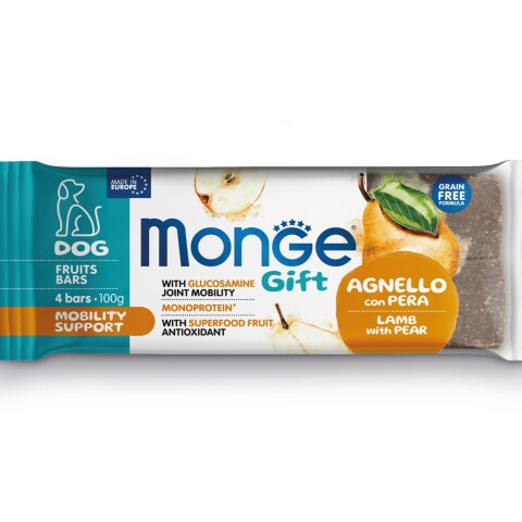 Monge Gift Fruit Bars Mobility Support Lamb & Pear 100 gr Monge Gift Fruit Bars Mobility Support Lamb & Pear 100 Gr