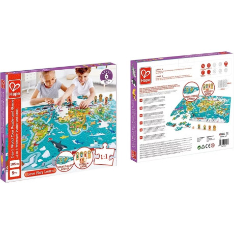 JUEGO Y ROMPECABEZAS DE LA GIRA MUNDIAL 2 EN 1 – HAPE JUEGO Y ROMPECABEZAS DE LA GIRA MUNDIAL 2 EN 1 – HAPE