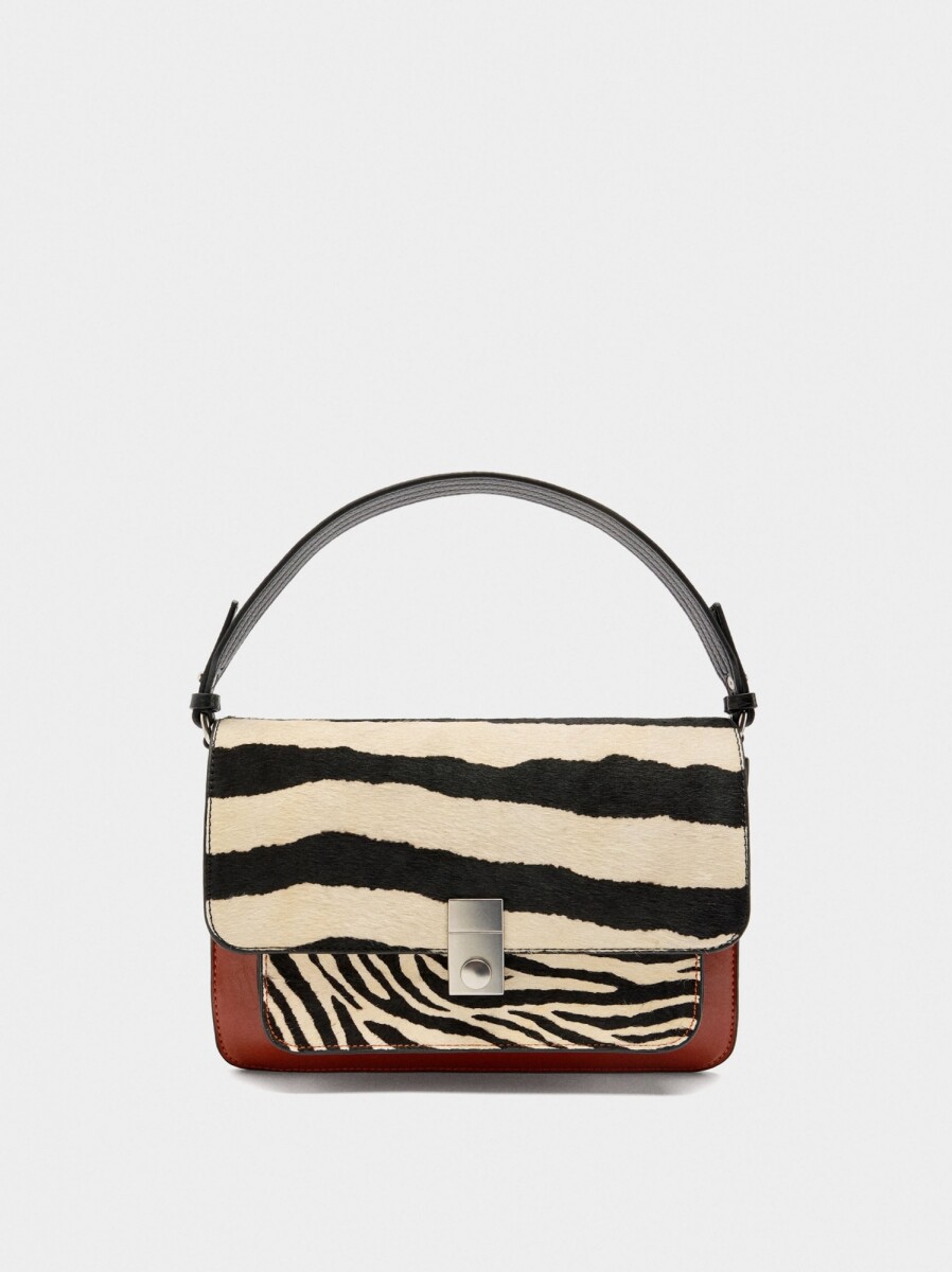 Bolso De Hombro Con Detalles De Piel - burdeos 