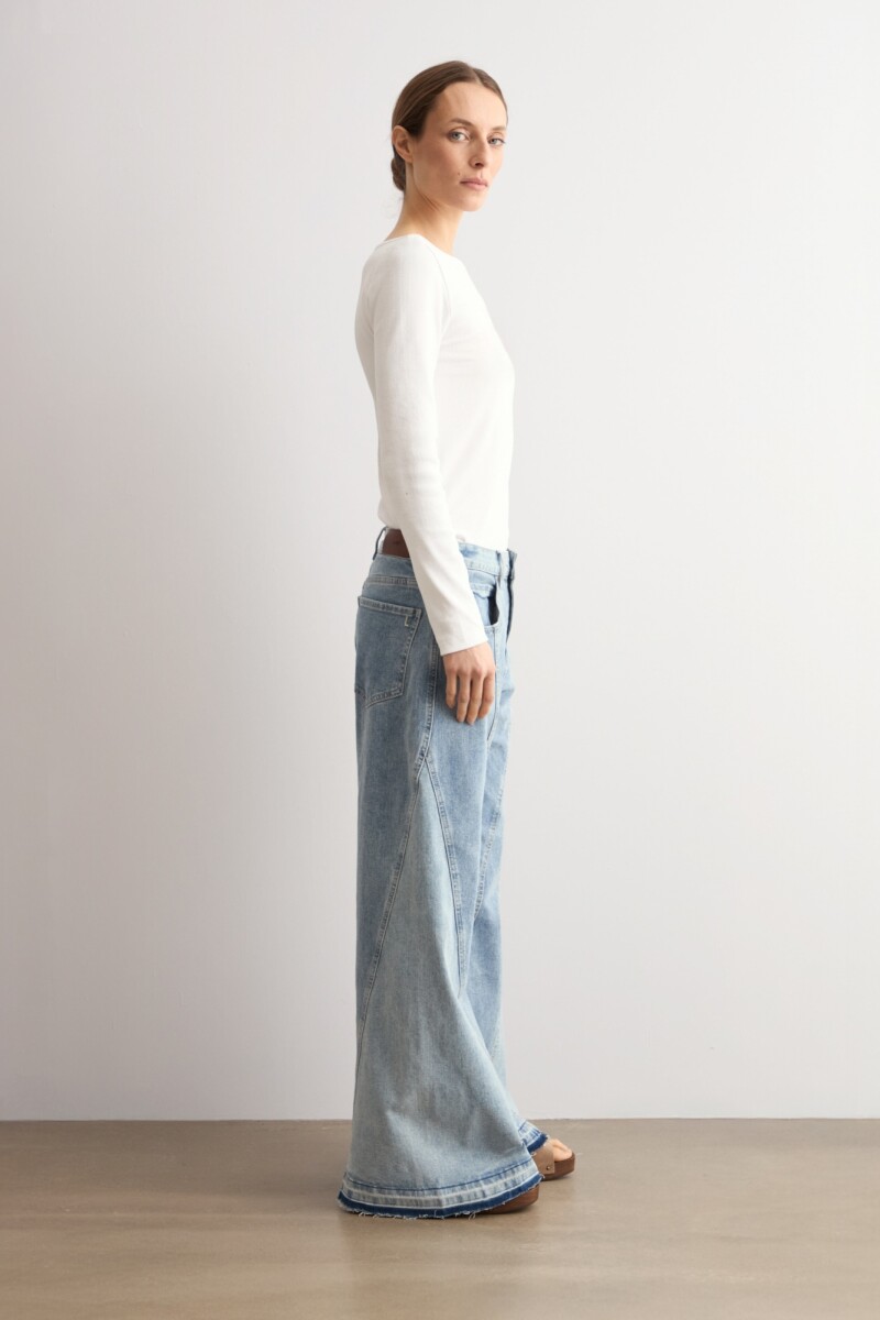 Jean wide leg Basia bicolor jean medio