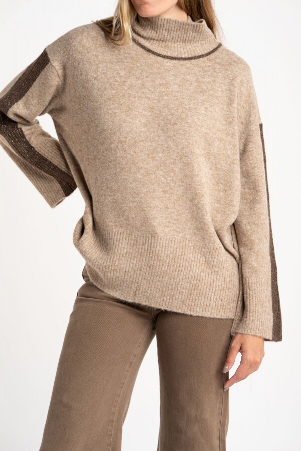 Polera Combinada Beige Melange