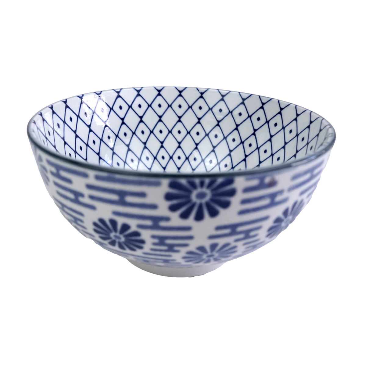BOWL CERAMICA C/DISEÑO INTERIOR Y EXTERIOR AZUL 