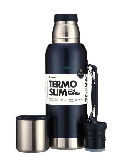 Termo Slim 750mL. con Base Silicona Azul Metalizado