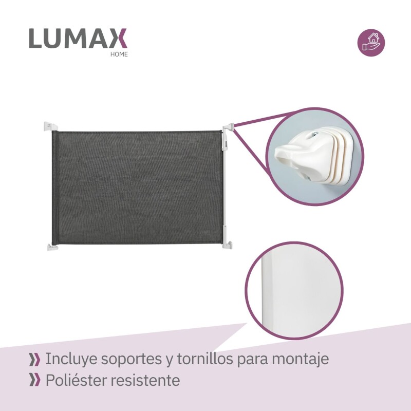 Puerta Flexible Lumax con Malla Retráctil de Seguridad Gris
