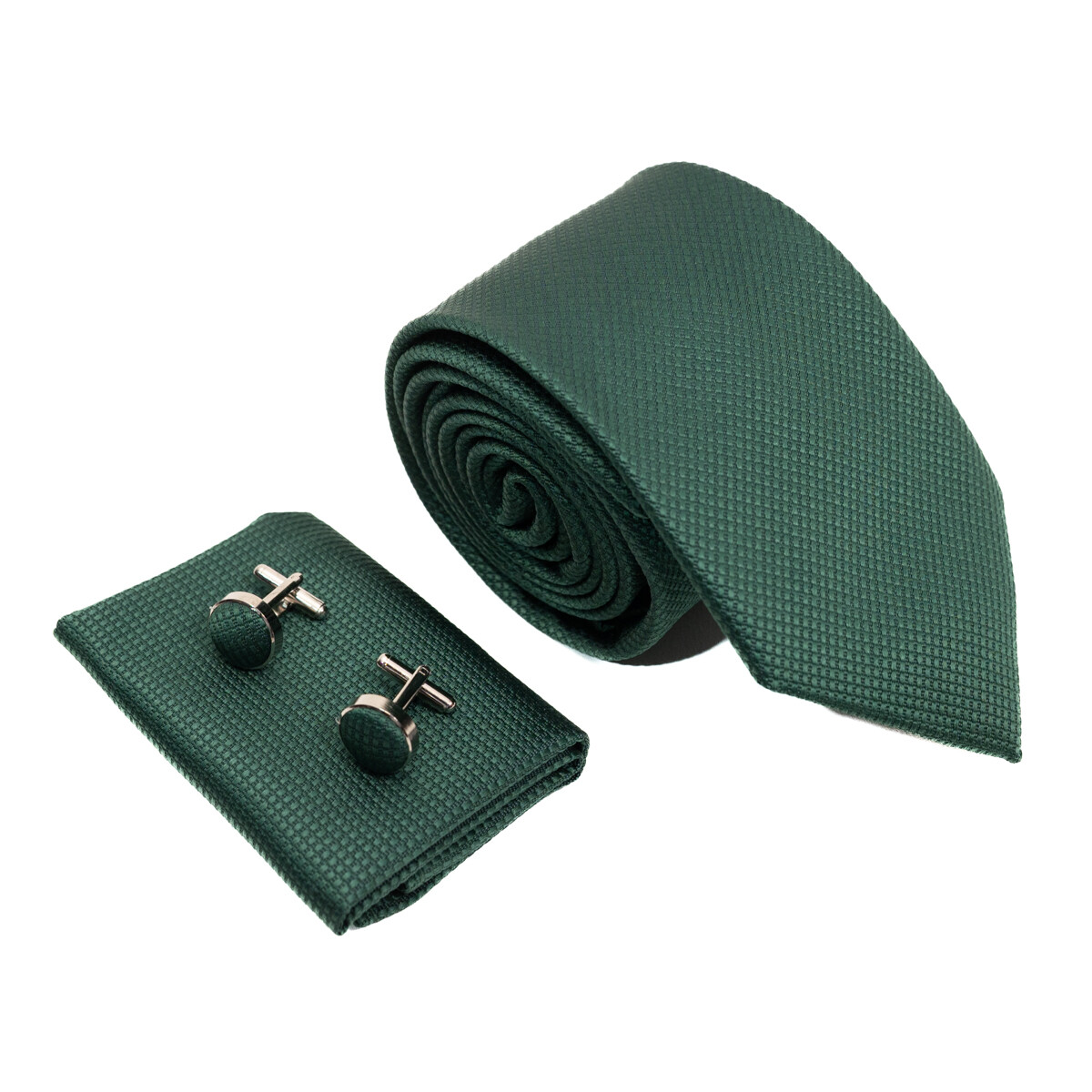 Set Corbata, pañuelo y gemelos - VERDE 