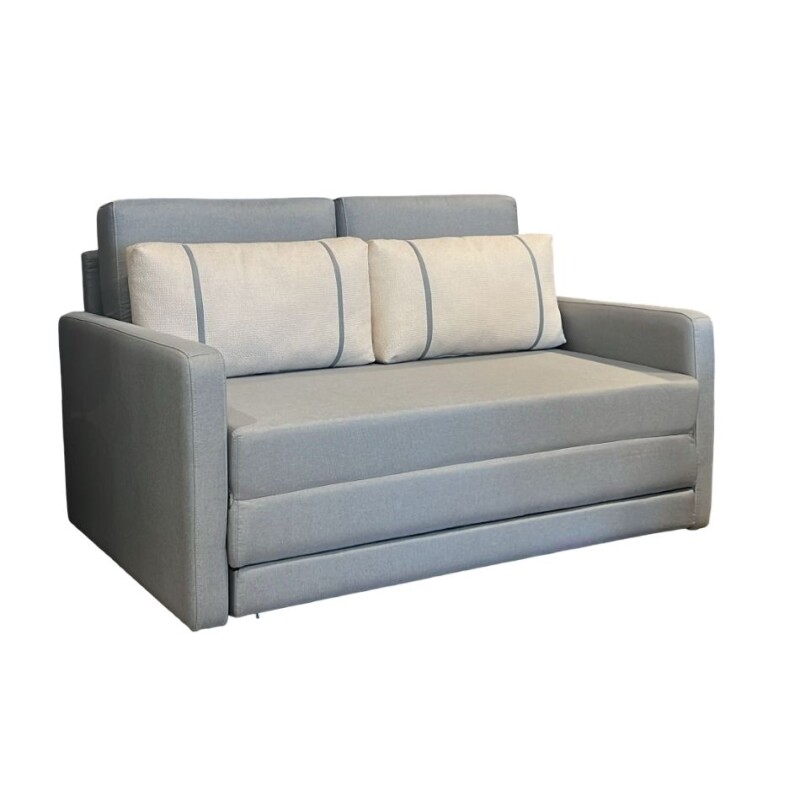 SOFA CAMA 146 MTS - PARRILLA EXTENSIBLE TELA GRIS - ALMOHADONES TELA CLARA SOFA CAMA 146 MTS - PARRILLA EXTENSIBLE TELA GRIS - ALMOHADONES TELA CLARA