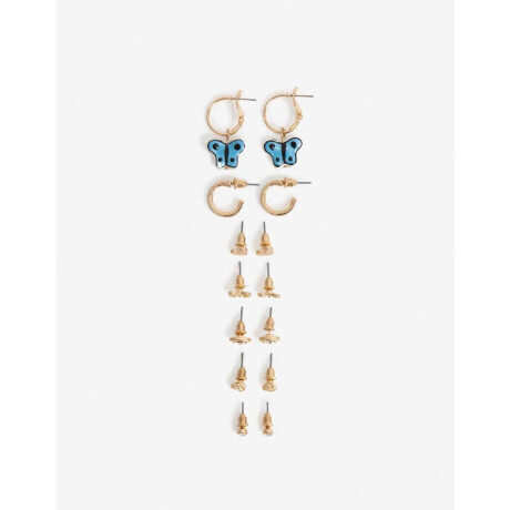 Set 7 Pares De Aros Color Dorado