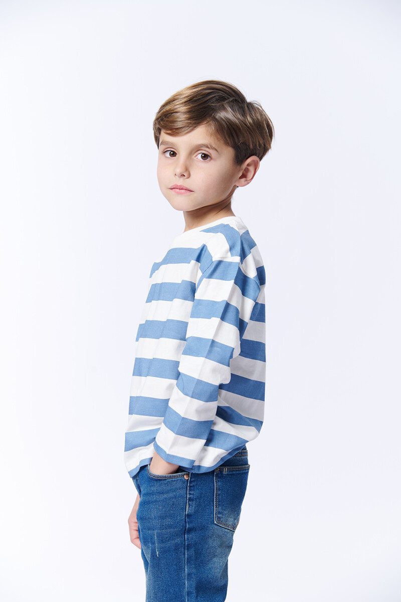 REMERA Manga larga ESTAMPA Rayas Azul Y Blanco