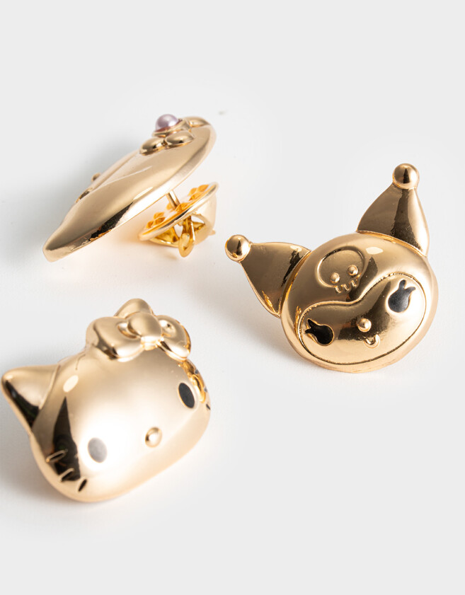 Prendedor Metal Set De Pins Hello Kitty - Dorado