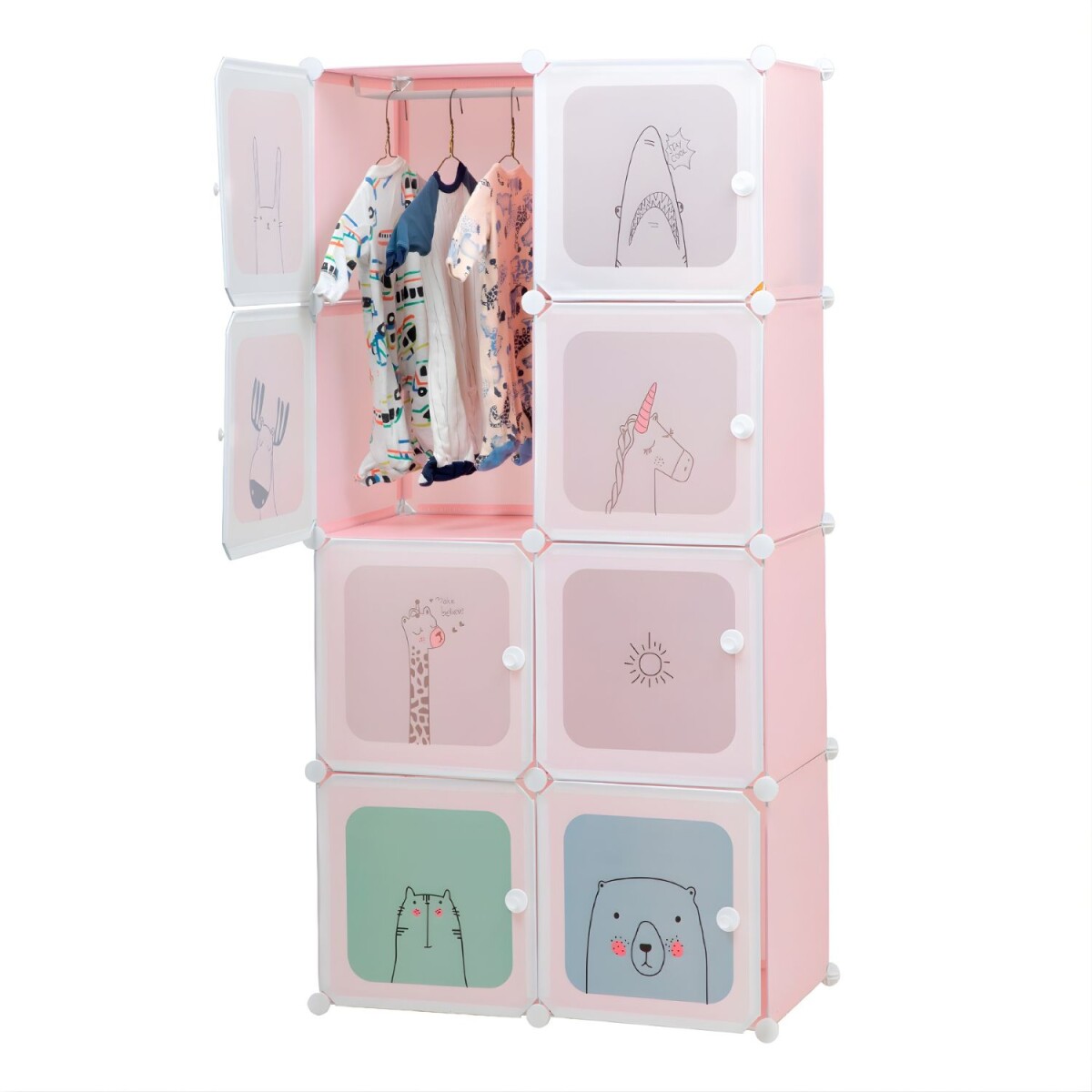 Armario Plastico Lumax 8 Compartimentos Desmontable - Rosado 