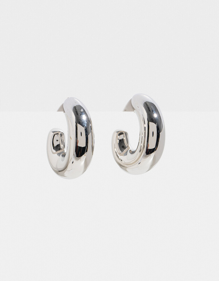 Aros Argollas Metal Aros Argollas Chunky - Plateado Rodio