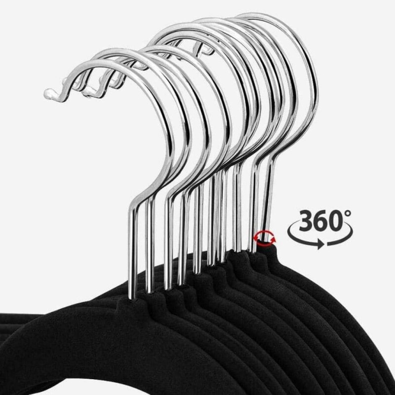 Set 10 Perchas de terciopelo antideslizante negro