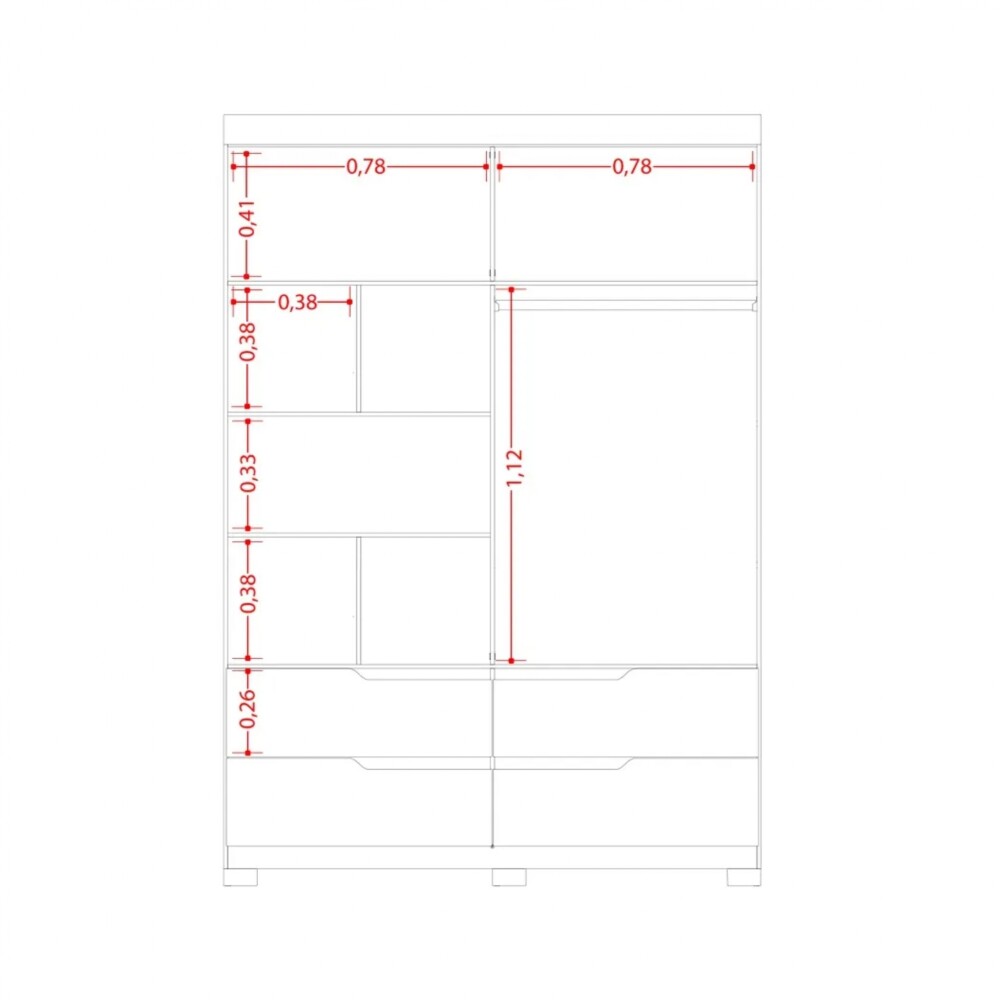 Ropero 4 puertas 4 cajones - Doble Beige