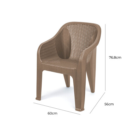 Silla Jardín Rambo Rattan Apoyabrazos Apilable Exterior Marron Claro