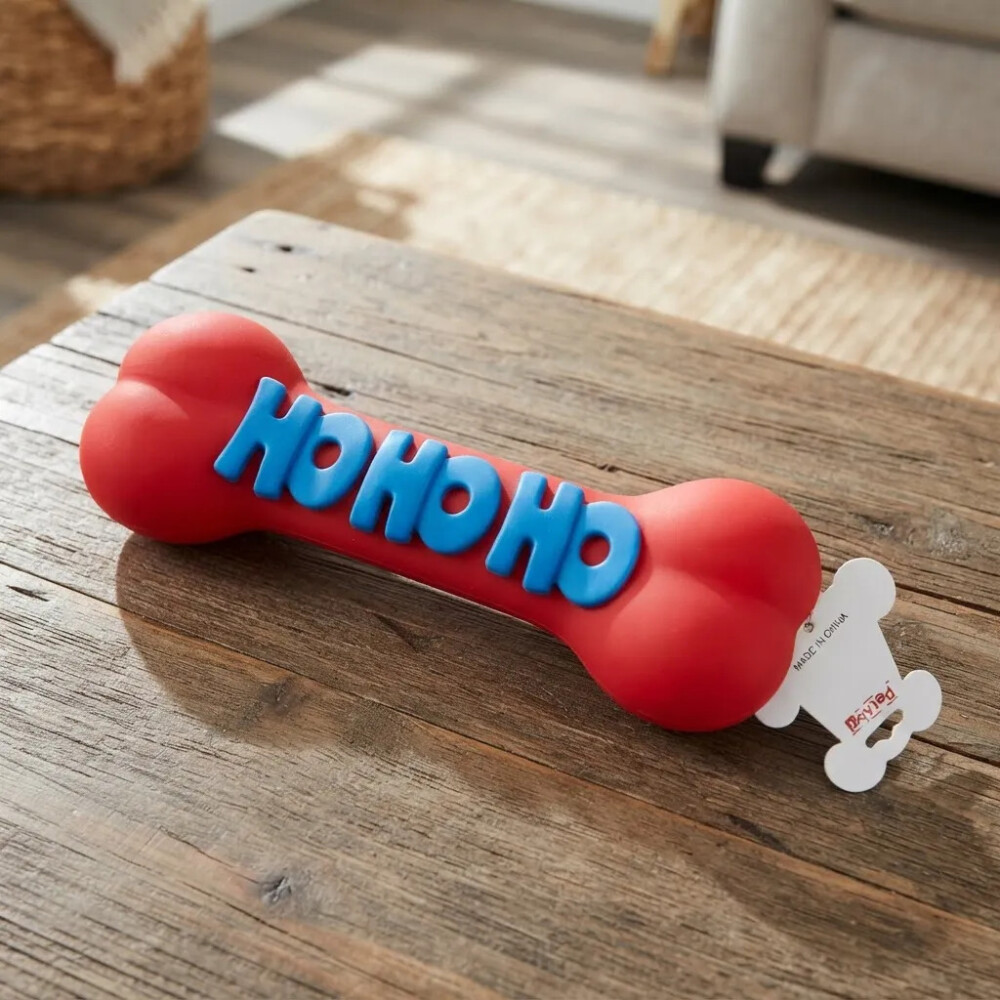 Hueso De Juguete Para Perros 23 X 8 Cm Con Chifle ROJO